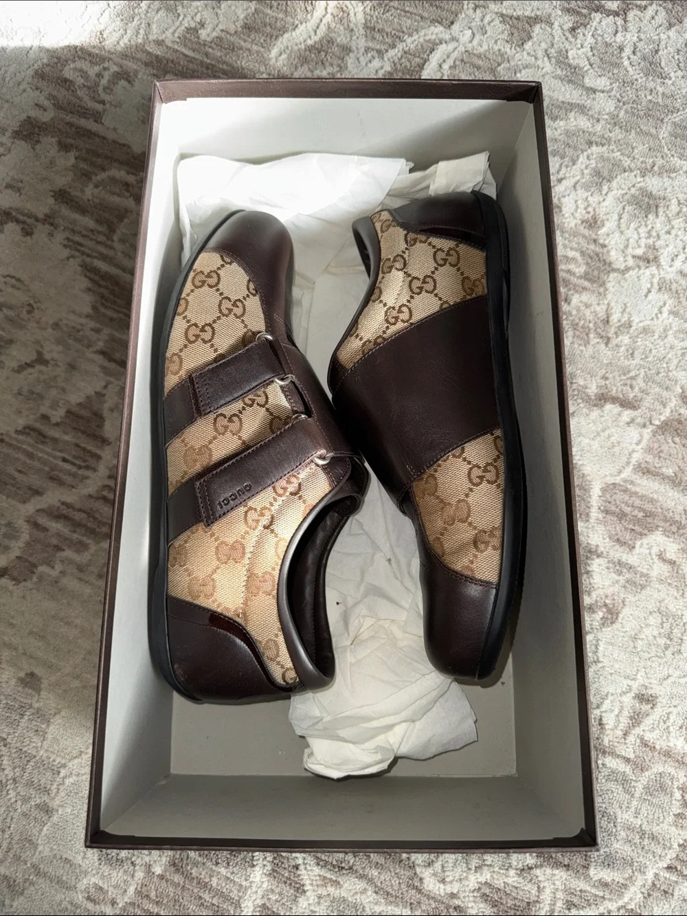 Gucci Brown & Beige GG Monogram Slip-On Sneakers